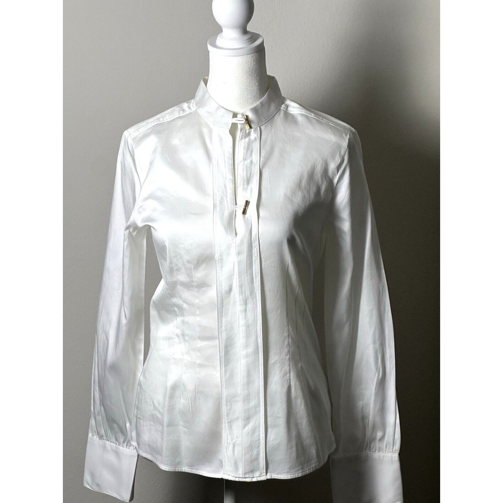 Antonio Melani Women's White Blouse Size XS Long Sleeve Tailored Blouse